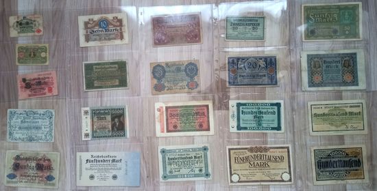 КОЛЛЕКЦИЯ Банкнот Старой Германии 38 штук с листами для банкнот