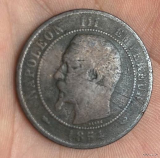 10 сантимов с изображением Наполеона III. 1854 год, хорошее качество. с 1 рубля!