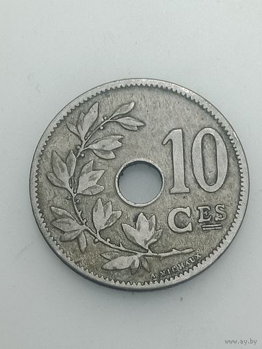 Бельгия 10 сантимов 1904 года . Надпись на Французском языке  , BELGIQUE .