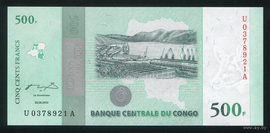 Конго 500 Франков 2010 г. P100. 50-я годовщина независимости. UNC