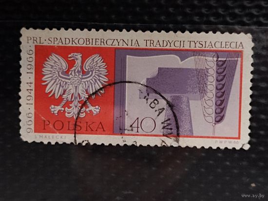 Марка. Польша 1966г. PRL-SPADKOBIERCZYNIA TRADYCJI TYSIACLECIA. ПНР- наследница тысячелетней традиции.