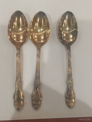 Ложечки кофейные. Мельхиор, позолота, Кольчугино.