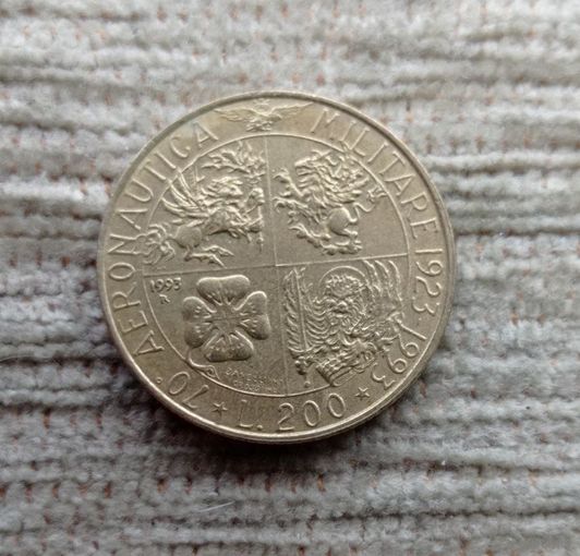 Werty71 Италия 200 лир 1993 70 лет военной авиации