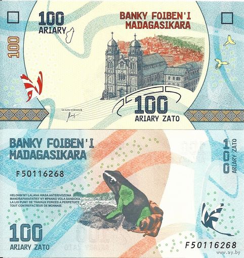 Мадагаскар 100 ариари образца 2017 года UNC p97(1) серия F