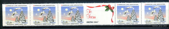 США, виньетки - 1993г. - Рождество, Новый Год - 5 марок - сцепка - MNH. Без МЦ!