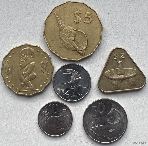 Острова Кука 10, 20, 50 центов 1, 2, 5 доллар 2003 - 2015 г. Набор 6 шт.