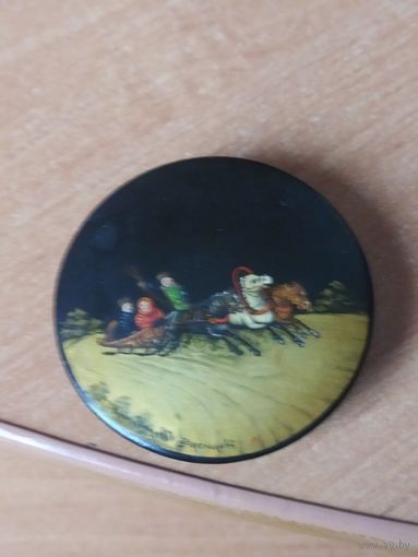 Шкатулка или пудреница Федоскино 1947 г.