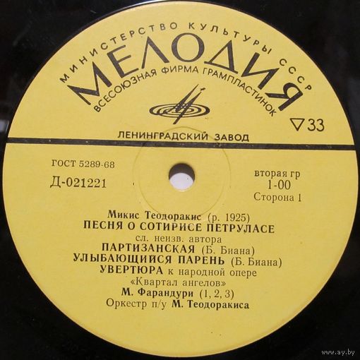 Песни Микиса Теодоракиса (Мария Фарандури, Антония Калояннис)