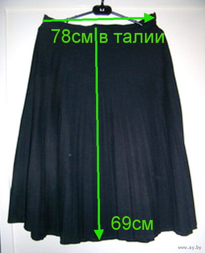 Юбка в складку на резинке черная, р.46-48, б.у