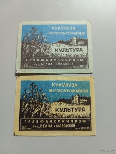 Спичечные этикетки ф.Белка. Кукуруза. ГОСТ-45