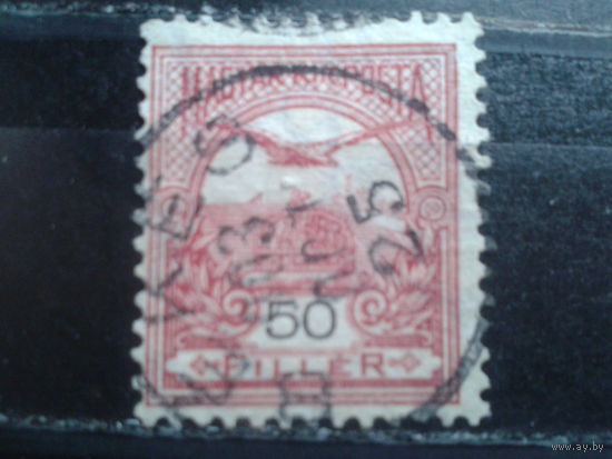 Венгрия 1900-4 Птица турул 50ф 12:11 1/2