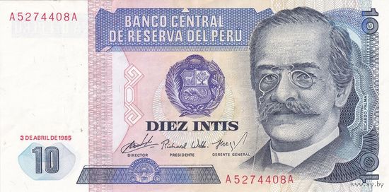 Перу, 10 инти 1985 г (03.04.1985). P128a.1. UNC