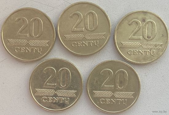 Литва 20 центов 1997 г. Цена за 1 шт.