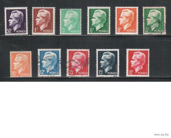 Монако-1950(Мих.416-426)  7м - ** , 4 м - гаш.  , Стандарт, Князь Ренье III, (полная серия)