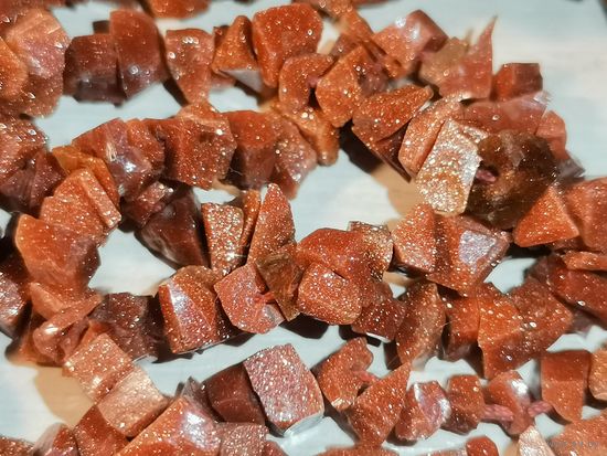 Бусы из авантюринового стекла "золотой песок", длина 46 см., застёжка целая.