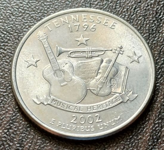 США 1/4 доллара, 2002 Квотер штата Теннесси    D   ( 1-6-8 )