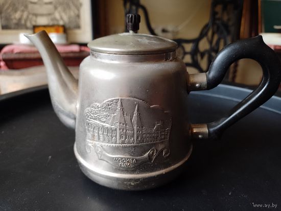 Чайник заварник ГУМ Москва Кольчугино СССР, МНЦ мельхиор, клеймо, реклама агитация