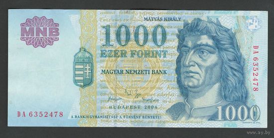 Венгрия 1000 форинтов 2004 года. Тип Р-189c. Состояние XF+/aUNC