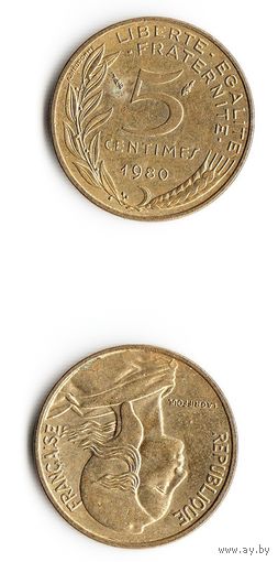 5 сантимов Франция 1980 год