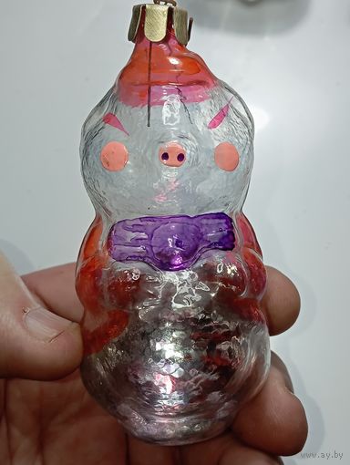 Ёлочная игрушка  - Свинка . СССР  .