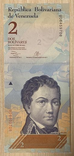 Банкнота ВЕНЕСУЭЛА 2 БОЛИВАРА 2013 ГОД. НЕ БЫЛА В ОБОРОТЕ