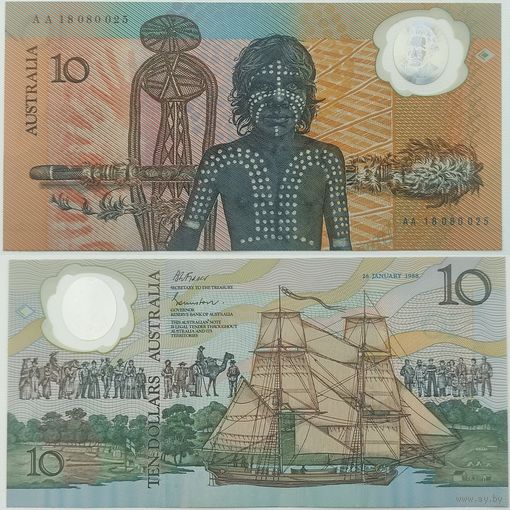 Австралия 10 долларов 1988 года. Состояние UNC, в буклете.