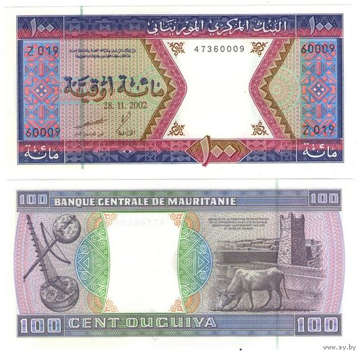 Мавритания 100 угий 2002 год UNC