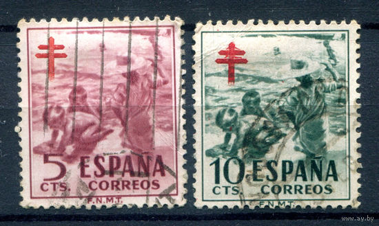Испания - 1951г. - борьба с туберкулёзом, авиапочта - 2 марки - гашёные. #1-Sp-3-B-1