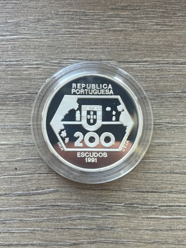 200 эскудо Португалии 1991 года выпуска, посвященная теме Навигация на запад