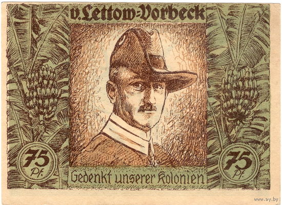 Германия, африканские колонии, 75 пфеннигов, 1921 г.