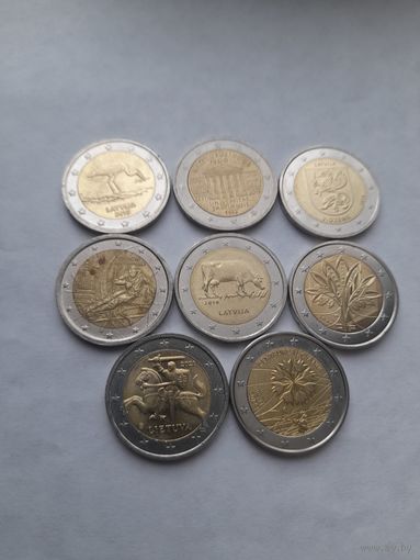 Набор монет по 2 евро. Все разные.