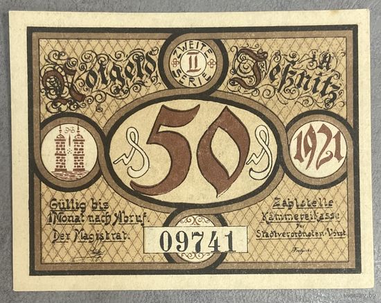 Нотгельд 50 пфеннигов 1921 год. Йесниц,. Веймарская республика
