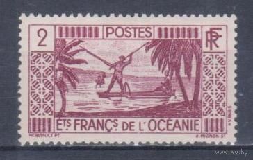 [1174] Французские колонии.Океания 1934. Рыбак в лодке.2с. МН