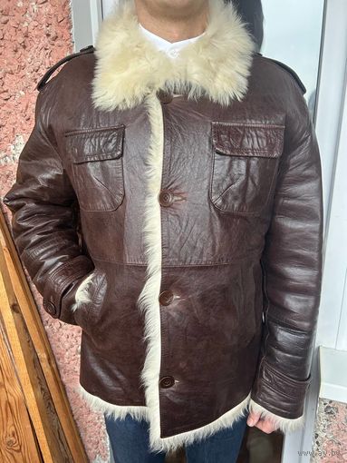 Дубленка р54 лама коричневая мужская натуральная