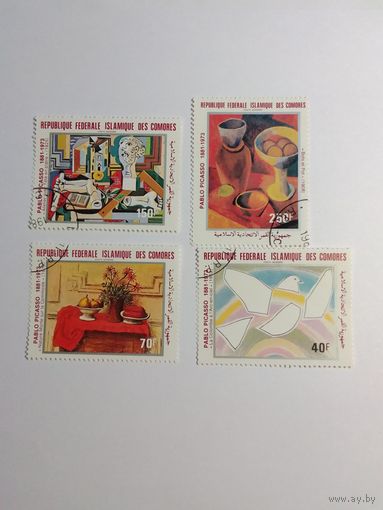 Марки   Живопись П. Пикассо  1981 г.    Коморы  4 шт -  3 руб
