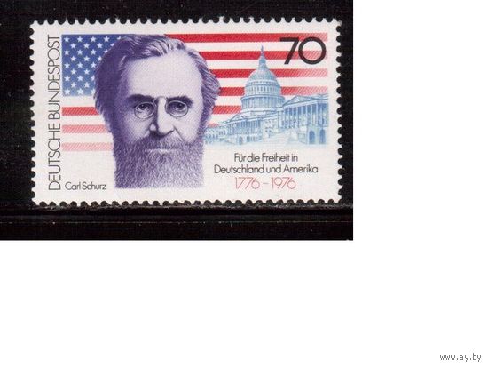 Германия(ФРГ)-1976,(Мих.895), **, Личности, Флаг, 200-лет США