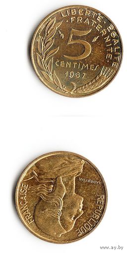5 сантимов Франция 1987 год