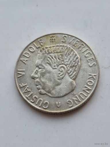 1 крона 1963 года Швеция. Серебро 400. Монета не чищена. 45408