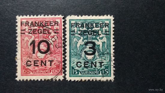 Суринам\303с\ 1927 год. Марки банковской ячейки. Финансы. Колонии Нидерландов.надпечатка