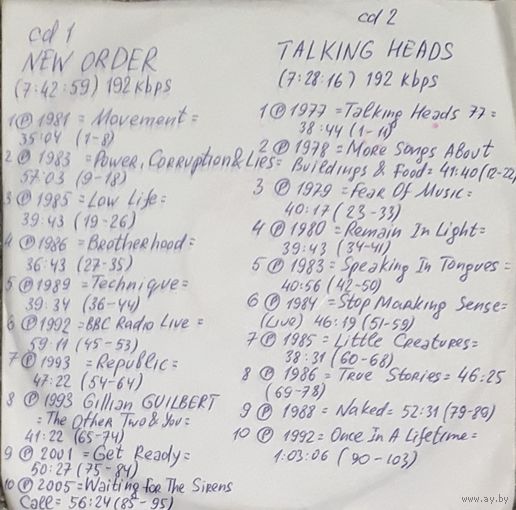 CD MP3 дискография NEW ORDER, TALKING HEADS - 2 CD