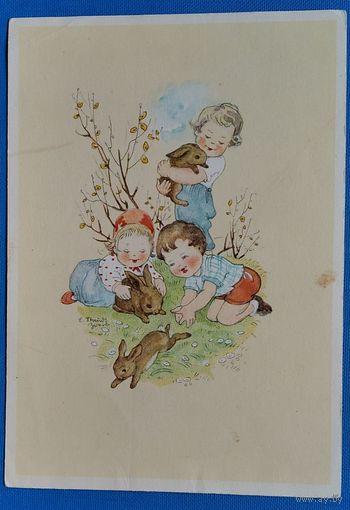 Дети и кролики. Германия. 1950-е. Чистая.