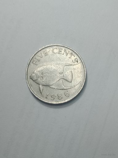 Бермудские острова 5 центов  1986  года .