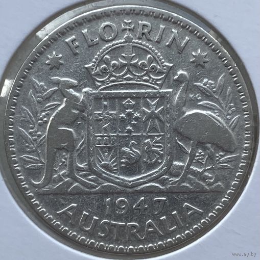 Австралия 1 флорин 1947 г. В холдере
