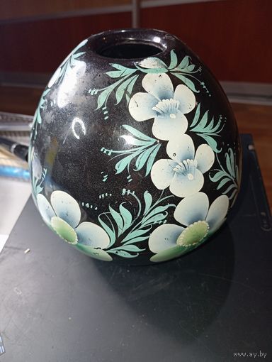 Винтажная ваза или кашпо , ручная роспись .