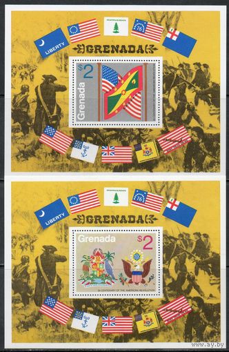 Флаги и Гербы 200 лет США Гренада 1975 год 2 чистых блока (М)