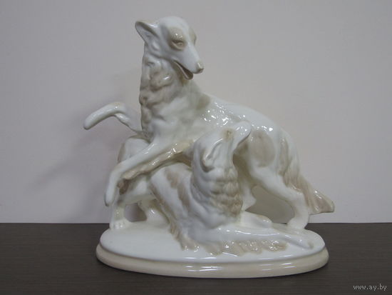 С рубля. "Играющие собаки". "Борзые". Первый выпуск клеймо "подкова". Статуэтка. Минск. МФЗ. МФФЗ. Ретро СССР. м