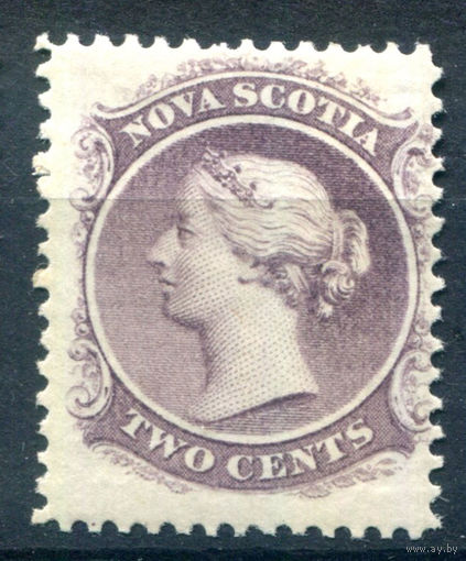 Британские колонии - Новая Шотландия - 1860/63г. - королева Виктория, 2 с - 1 марка - MH [Mi 6]. #3-WB-76-A-1