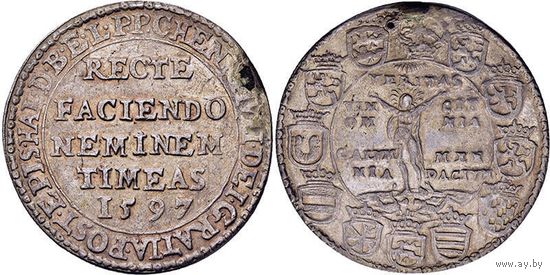 Германия Брауншвейг-Вольфенбюттель  редкий так называемый талер правды Wahrheitstaler 1597г  Генрих Юлиус 1589-1613 гг