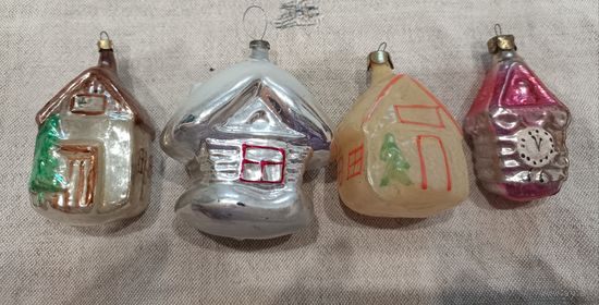 Елочные игрушки, стекло домик