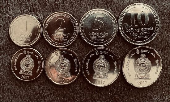 Шри Ланка - 1,2, 5,10 рупий  2017  Набор 4 монеты UNC